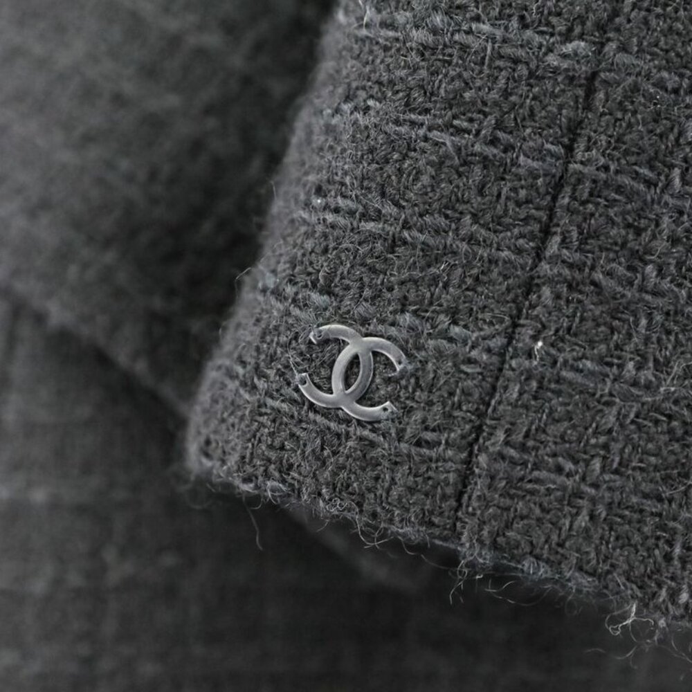 Chanel Tweed Coat with Scarf 36 Black - Picture 8 of 16